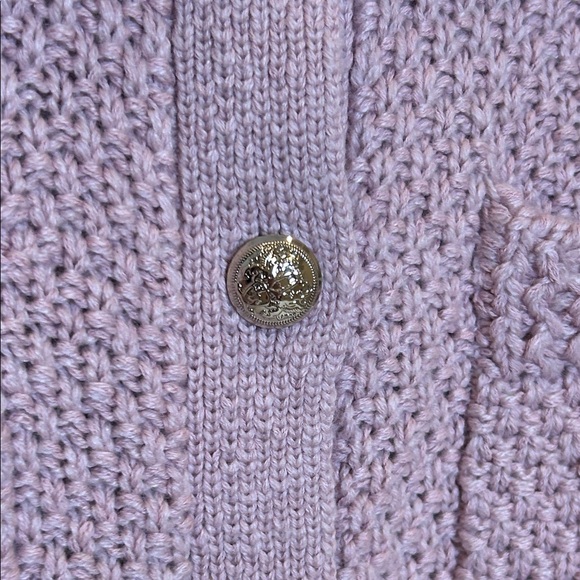Goelia Pink Knit Cardigan Gold Button Short Sleeve Cotton Blend Sweater M - Picture 5 of 9